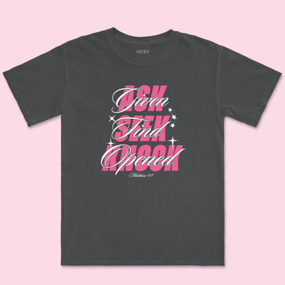 Vintage Washed Ask Seek Knock Tee
