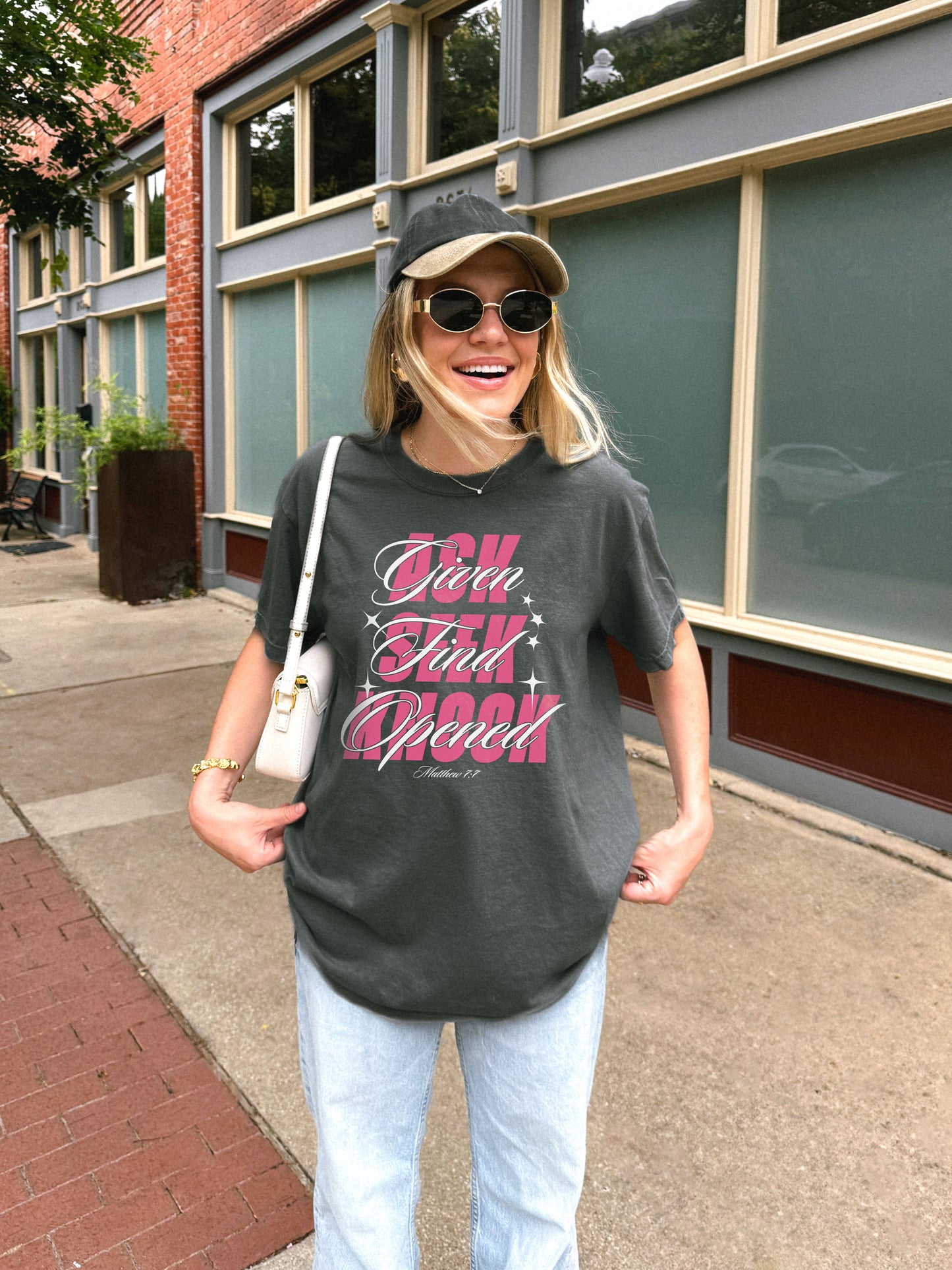 Vintage Washed Ask Seek Knock Tee